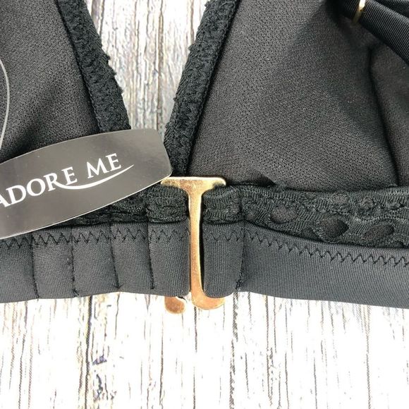 Adore Me Haukea Black Lace Triangle Bikini Top NWT size L - Picture 7 of 10